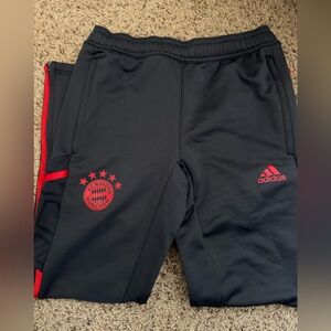 Adidas Kids Black Joggers with Red Accents
